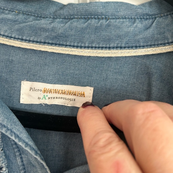Anthropologie Pilcro denim Juni Ruffled Buttondown size L - Picture 8 of 11